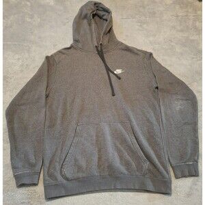 Nike Hoodie Mens Medium Grey Club Fleece Long Sleeve Sportswear Gray 804346-071
